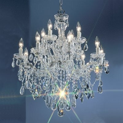 Polished chrome 12 Light maria theresa crystal Chandelier