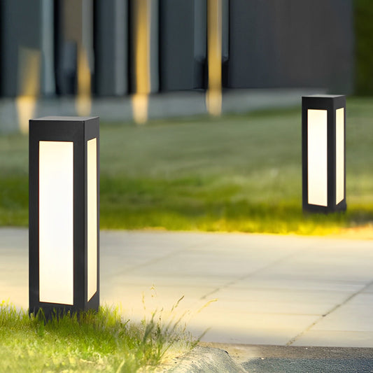 Rectangular Waterproof LED Black Modern Automatic Solar Outdoor Lights