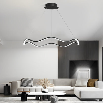 Circular Wavy LED Stepless Dimming Modern Chandelier Hanging Ceiling Lamp