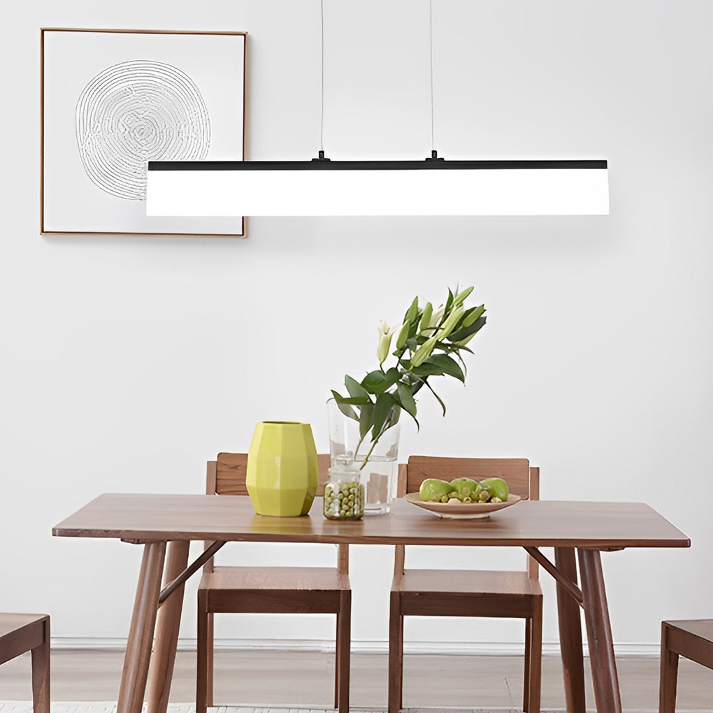 Minimalist Linear Strip Stepless Dimming LED Black Modern Chandelier