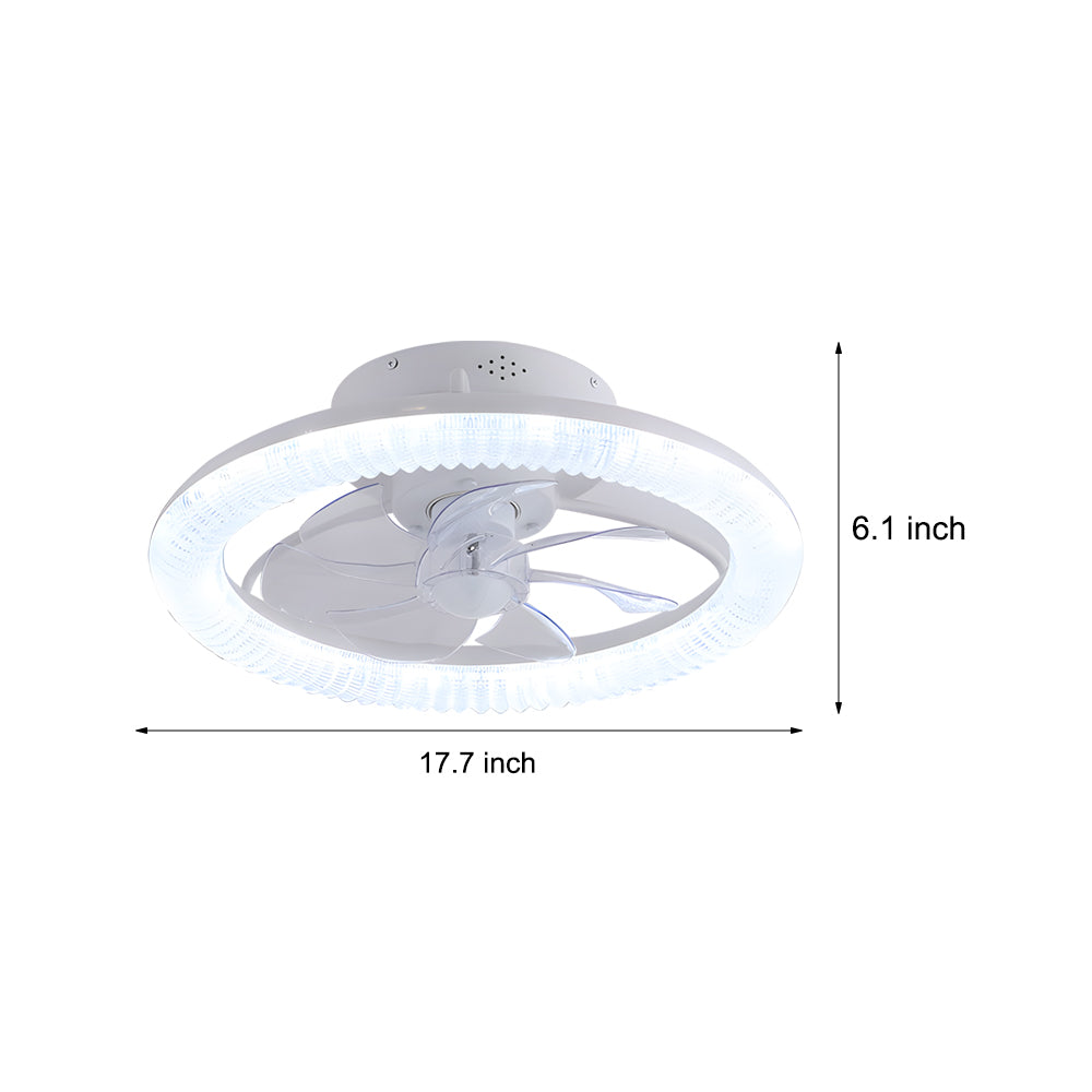 Round Dimmable with Remote Control RGB White Modern Ceiling Fan and Light