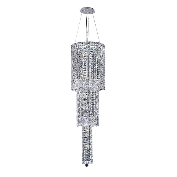 Maxim Chrome Twelve-Light 16-Inch Three-Tier Pendant with Royal Cut Clear Crystal