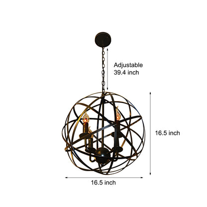 Iron Lines Ball Spherical Creative LED Industrial Style Chandelier