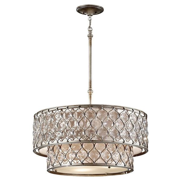 Burnished Silver Crystal Six-Light Fluorescent Pendant