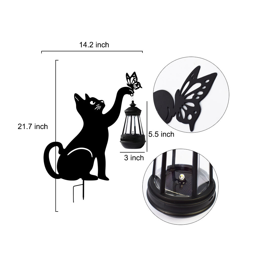 Iron Silhouette Cat Waterproof Intelligent LED Black Hanging Solar Lights