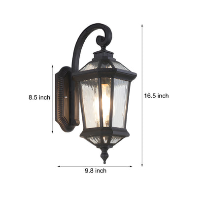 1-Light Black Clear Water Glass Outdoor Wall Light Lantern Wall Sconce Porch Wall Mounted Lights Exterior Wall Lamp