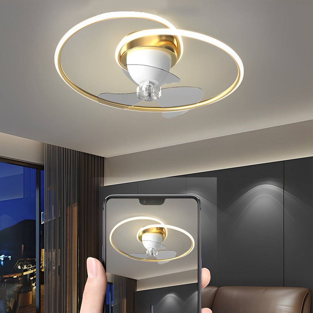 Smart 360° Rotating LED Stepless Dimming Timing Modern Ceiling Fans Light