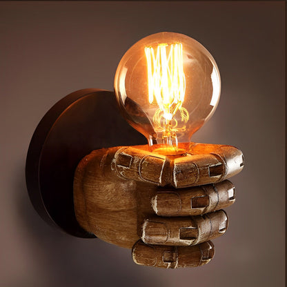 Resin Hand Fist Shaped Retro Industrial Style Wall Lamp Wall Sconce Lighting