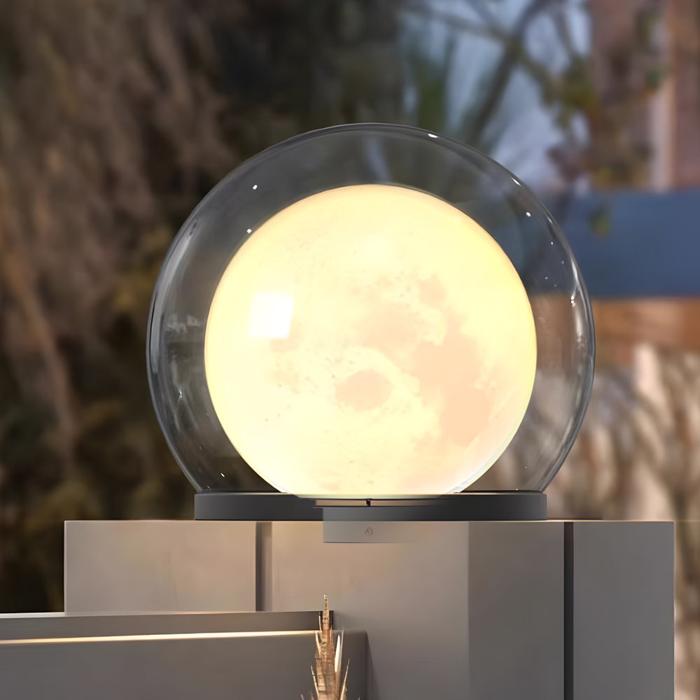 Solar Bubble Lunar Post Light Waterproof Globe Outdoor Lantern Gate Light Outdoor Lamp Landscape Light