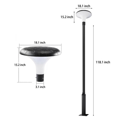 Round Mushroom Waterproof Intelligent Black Modern Solar Lamp Post Light