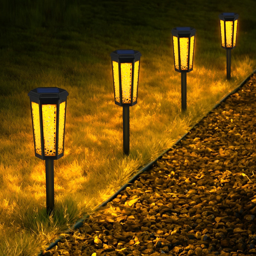 Hexagon Hollow Waterproof Intelligent RGB Solar Lights Outdoor Lawn Lamp