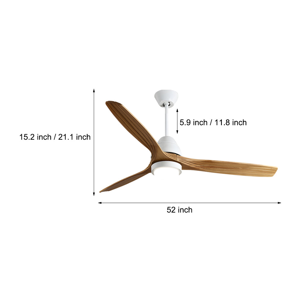 Nordic 52-Inch 3-Blade Wooden Ceiling Fan Light with Remote, 6-Speed