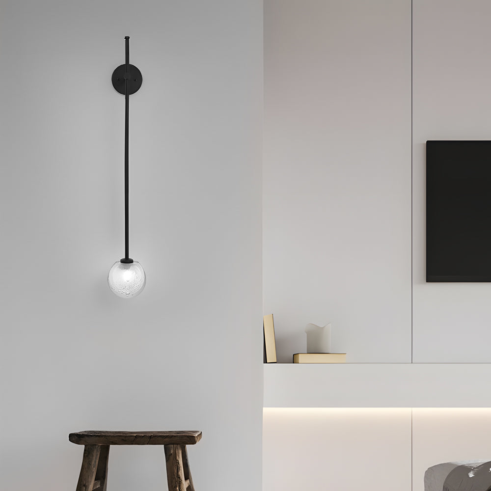 1-Light Glass Bubble Globe Slim Wall Light