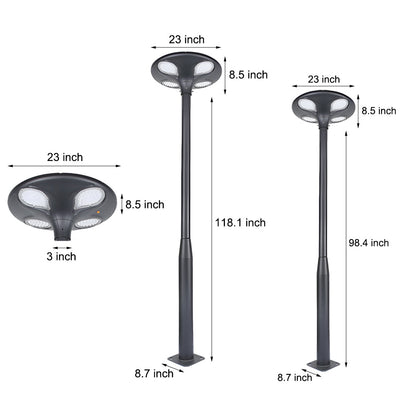 Outdoor Black LED Solar Lamp Post Street Light