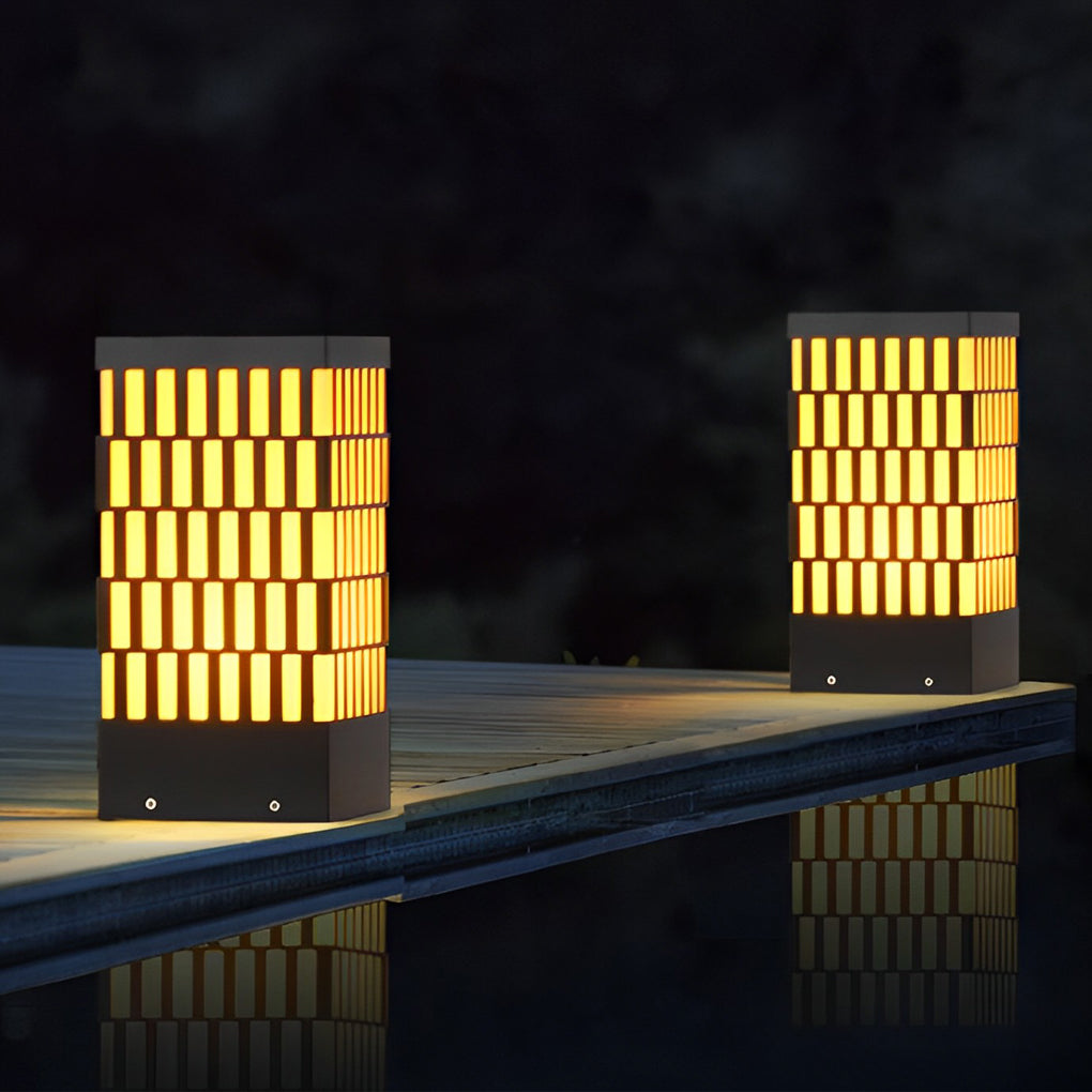 Retro Grid Designed Waterproof LED Black Modern Lawn Lamp Outdoor Lighting