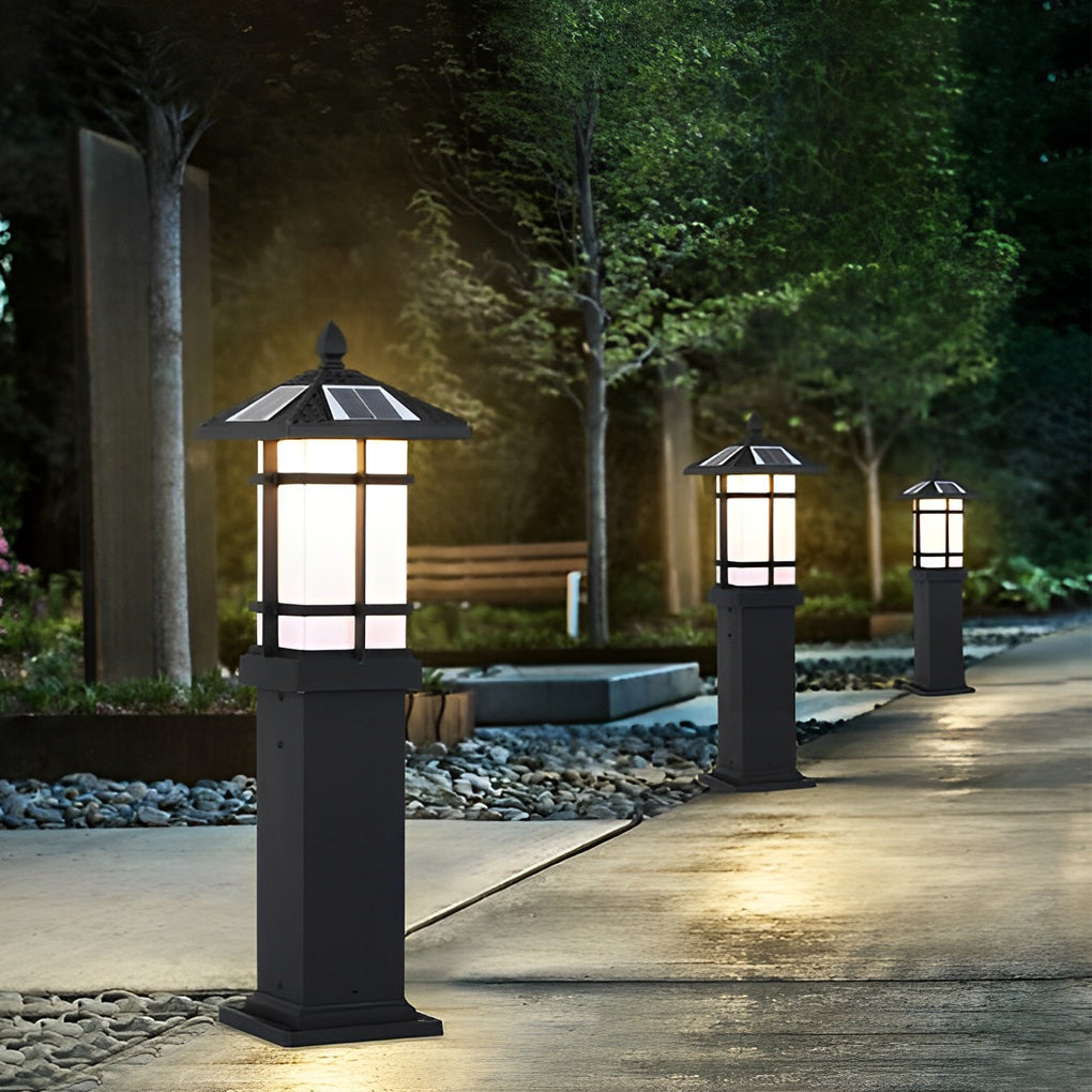 Waterproof LED Intelligent Black Modern Solar Lawn Lamp Outdoor Lights