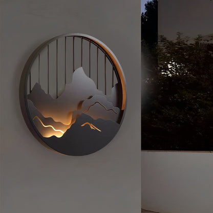 Round Mountain Scenery LED Waterproof Outdoor Wall Sconce Lighting