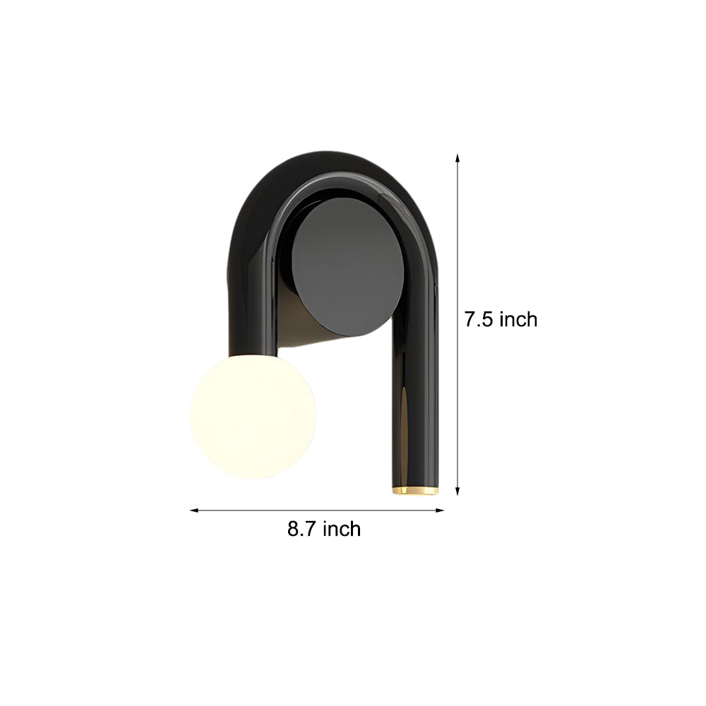 2-Light Arched Iron U-shaped Line Wall Sconce LED Matte Black Bathroom Vanity Lights