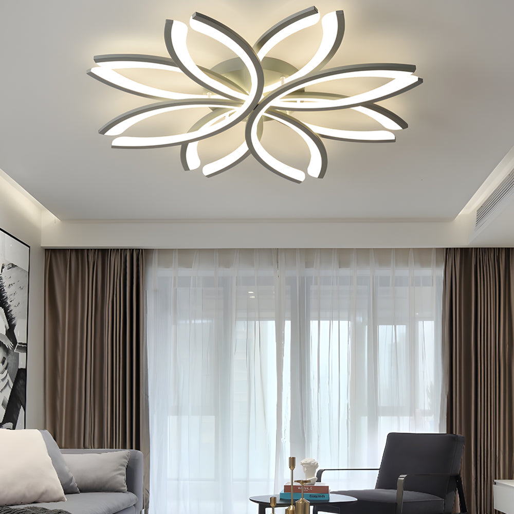 LED Flush Mount Flower-Shaped Acrylic Ceiling Light White/Gray Ceiling Lighting Fixture for Living Room