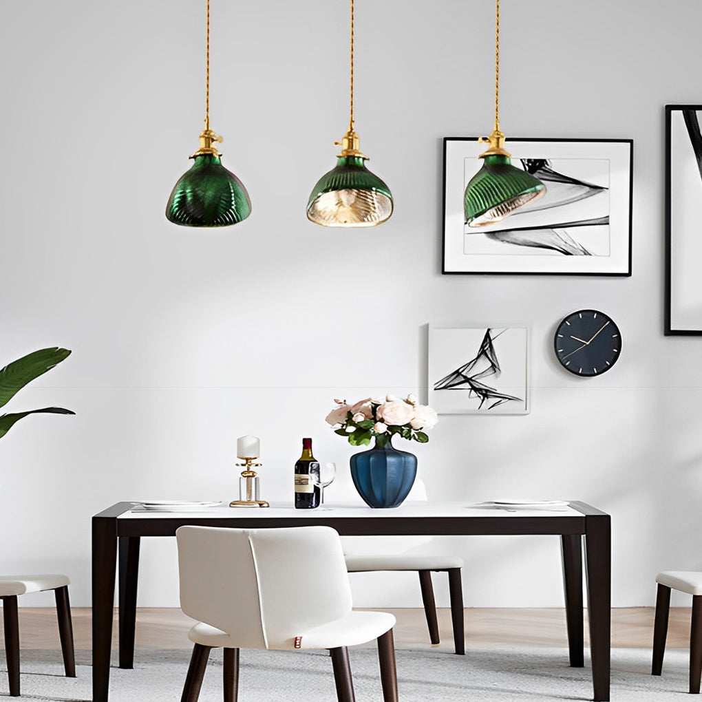 Creative Personality LED Copper Glass Green Retro Nordic Pendant Lights