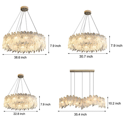 Handmade Leaf Glass Round 3 Step Dimming Luxury Post-Modern Chandelier