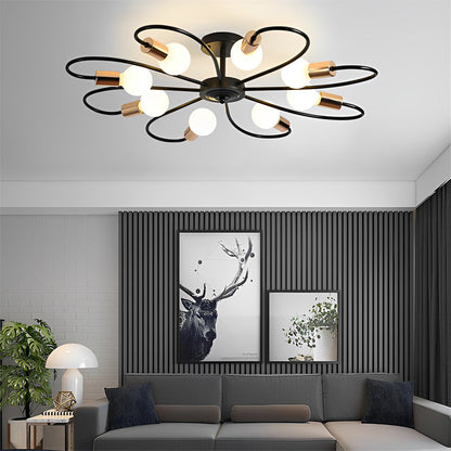 Simple Iron Flower Creative Nordic Bedroom Ceiling Lights Fixture