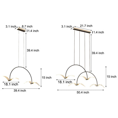 2/4-Light Modern LED Acrylic Seagull Linear Chandelier for Dining