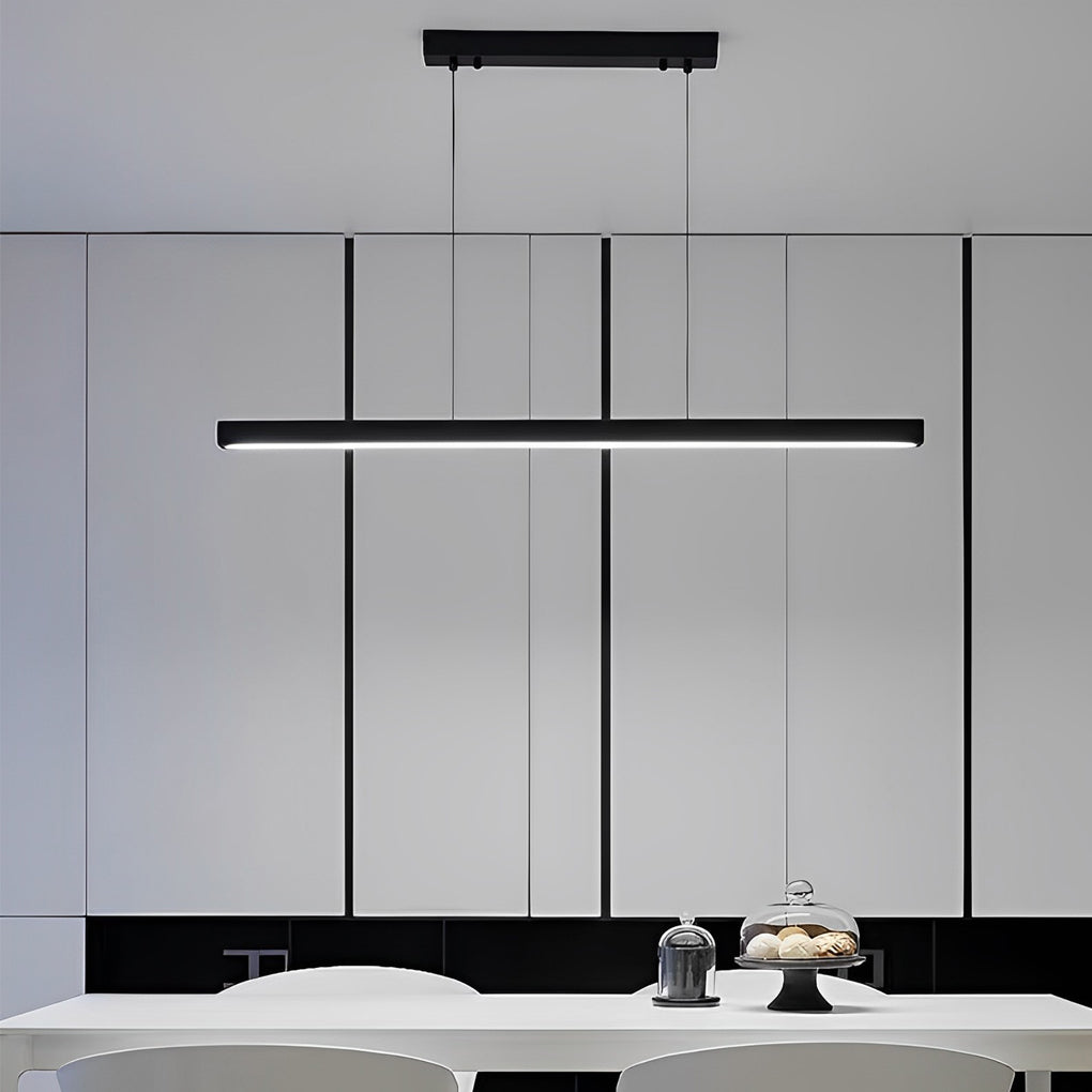 Minimalist Strip Stepless Dimming LED Black Modern Chandelier Pendant Lights