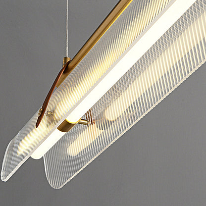 Acrylic Nami Linear Pendant Island Light with Adjustable Hanging Length