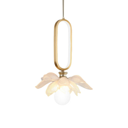 Creative Lotus Flowers Luminous Copper Oval Ring LED Modern Pendant Lights