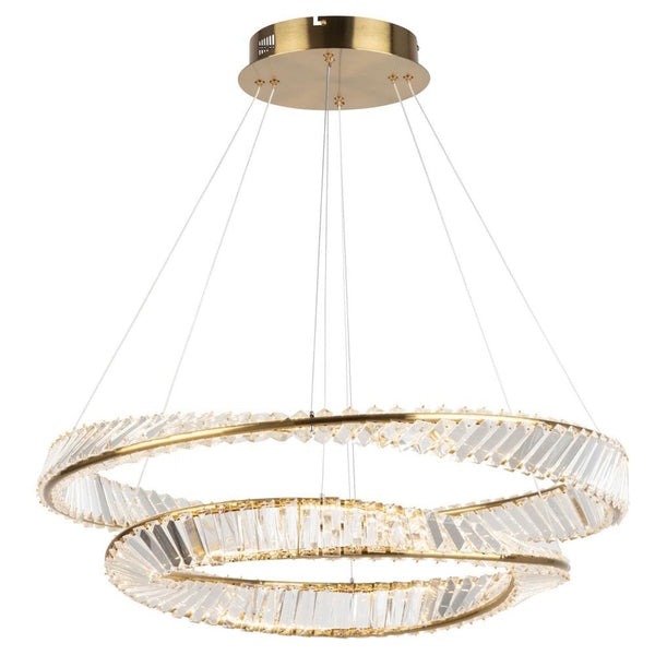 Chandelier, LED, Brushed Brass, Clear Shade, 31.5"W (AC6723BB 340431MK)