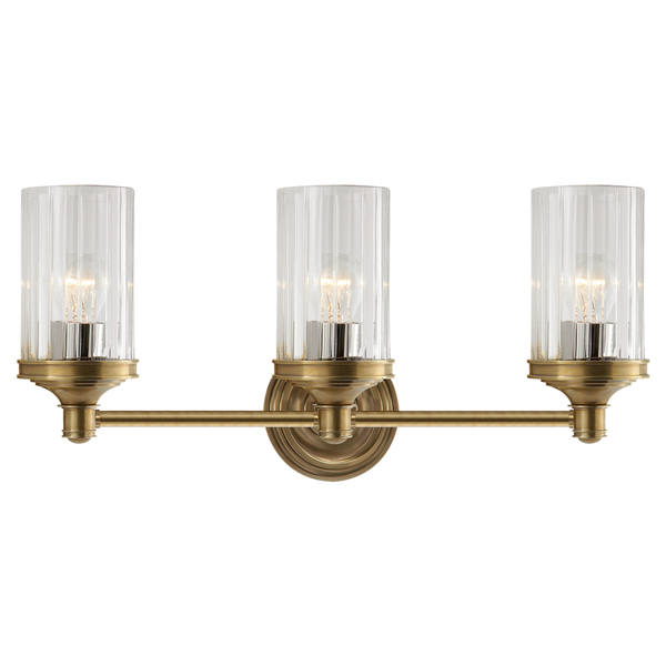 Wall Sconce, 3-Light, Hand-Rubbed Antique Brass, Crystal, 9.25"H (AH 2202HAB-CG 22LKJ)