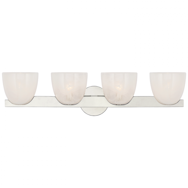 Bath Wall Sconce, 4-Light, Polished Nickel, 30"W (ARN 2493PN-WSG CX314)