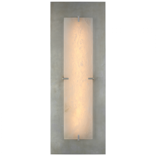 Large Rectangle Wall Sconce, 1-Light, LED, Burnished Silver Leaf, Alabaster Shade, 27.5"H (ARN 2923BSL/ALB CU1D3)