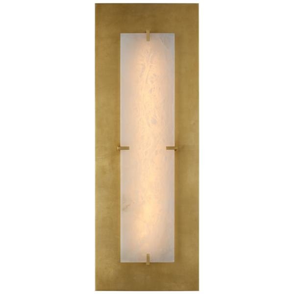 Large Rectangle Sconce, 1-Light, Gild, Alabaster, 27.5"H (ARN 2923G/ALB CU4DH)