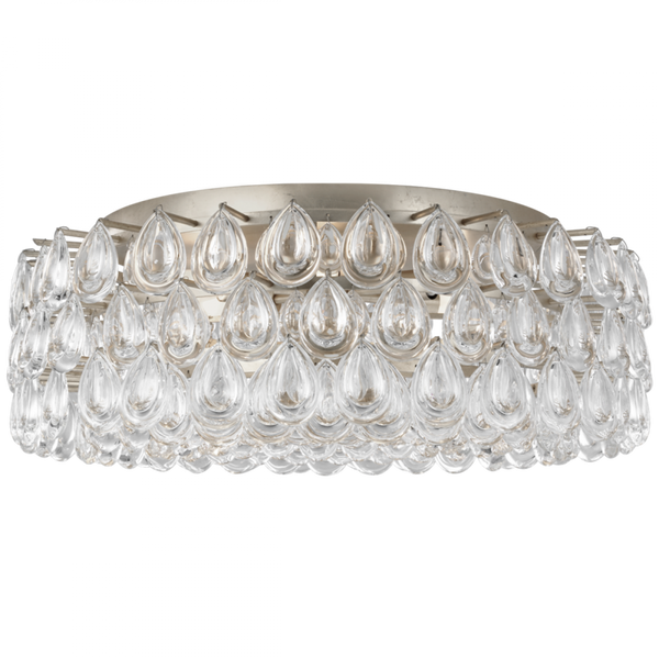 Large Flush Mount, 6-Light, Burnished Silver Leaf, Crystal Shade, 25"W (ARN 4172BSL-CG CM01N)