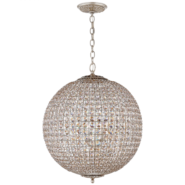 Sphere Chandelier, 4-Light, Burnished Silver Leaf, 23.25"W (ARN 5101BSL-CG 2MWJ5)