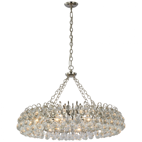 Chandelier, 10-Light, Polished Nickel, 36.5"W (ARN 5118PN-CG CU3DQ)