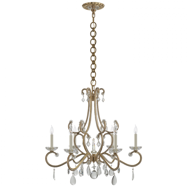 Chandelier, 6-Light, Hand-Rubbed Antique Brass, 30"W (ARN 5129HAB-CG CHUFL)