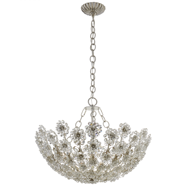 Chandelier, 12-Light, Burnished Silver Leaf, 27.5"W (ARN 5220BSL-CG 2R62L)