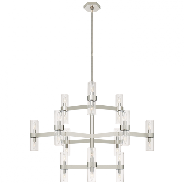 Chandelier, 24-Light, Polished Nickel, 44.5"W (ARN 5272PN-CG CLY4F)