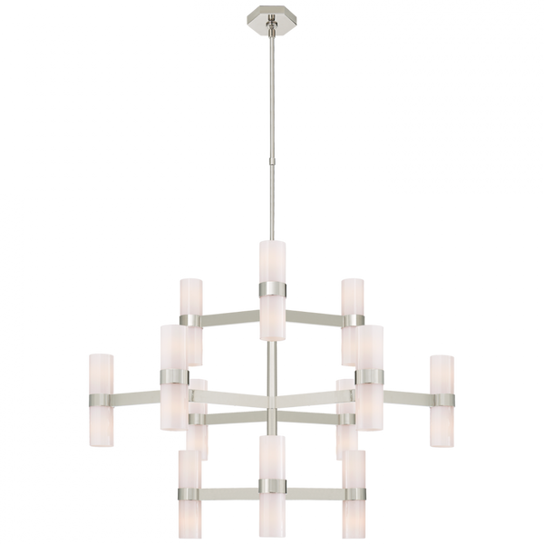 Chandelier, 24-Light, Polished Nickel, 44.5"W (ARN 5272PN-WG CLY4G)