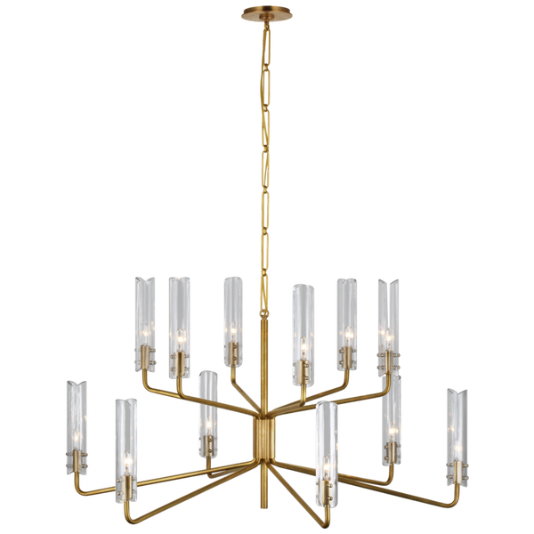 Large Two-Tier Chandelier - Hand-Rubbed Antique Brass