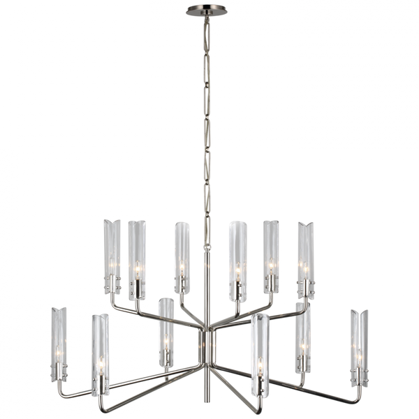 Large Two-Tier Chandelier - Polished Nickel