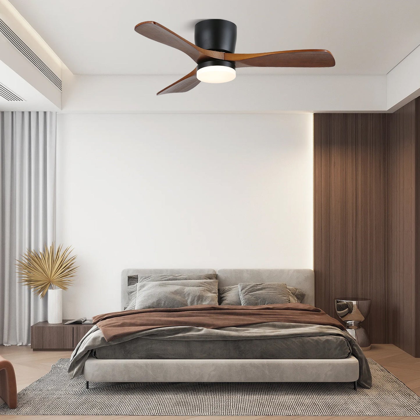 Aerodynamics Wooden 48"/52" Flush mount light Ceiling Fan Light