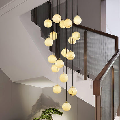 Alabaster Balls Cluster Electrolier Chandelier