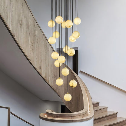 Alabaster Balls Cluster Electrolier Chandelier