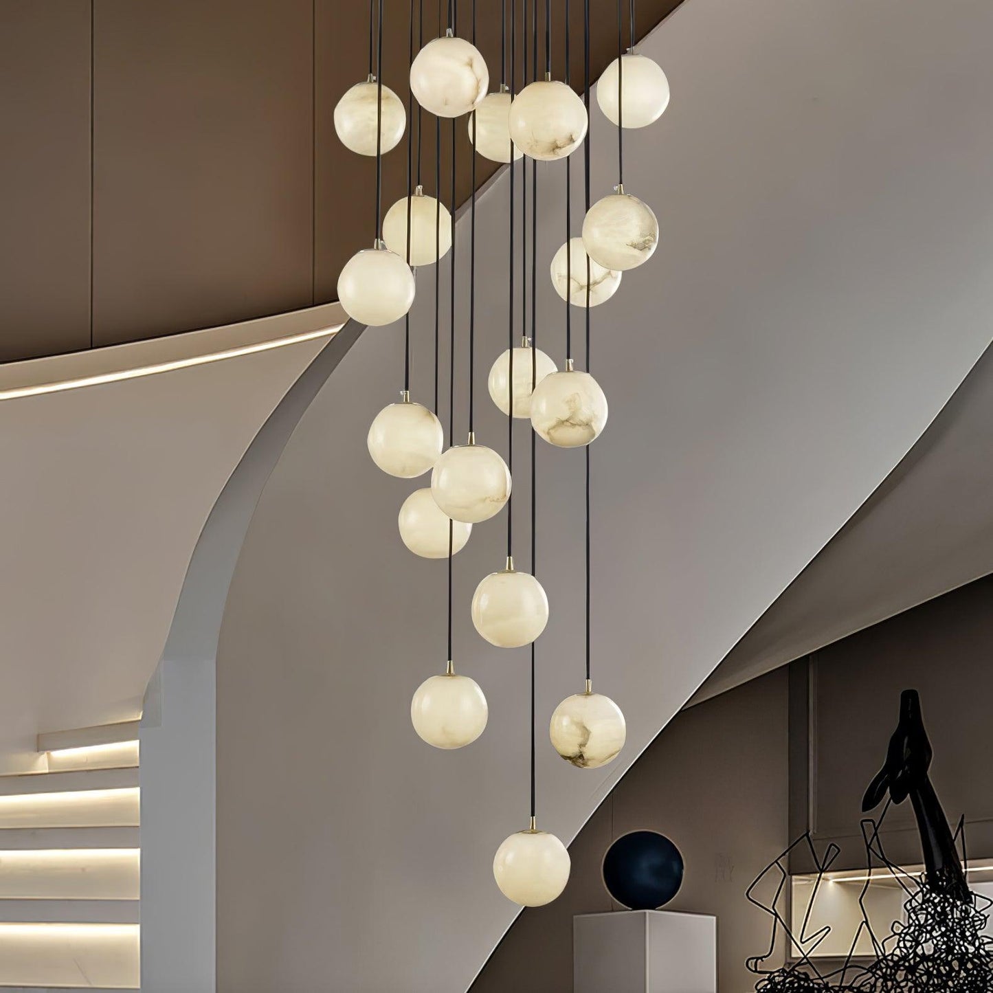 Alabaster Balls Cluster Electrolier Chandelier