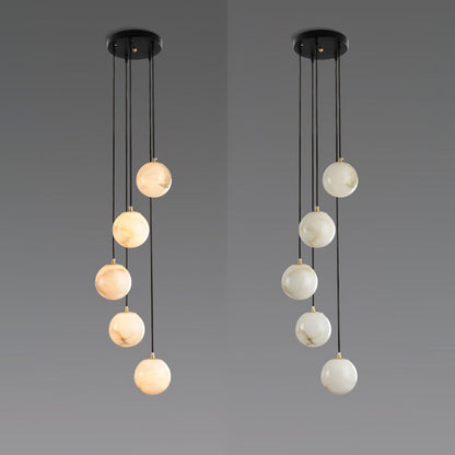 Alabaster Balls Cluster Electrolier Chandelier