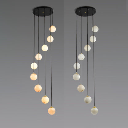 Alabaster Balls Cluster Electrolier Chandelier